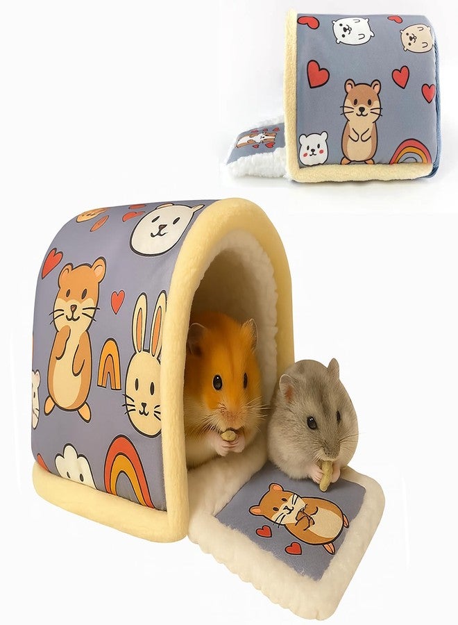 Colenumone Guinea Pig Hideout for Hamster & Guinea Pig Cage Accessories - Washable Fleece Hideout/House with Step Pad, for Rabbit/Chinchilla/Ferret (S) - Image 1